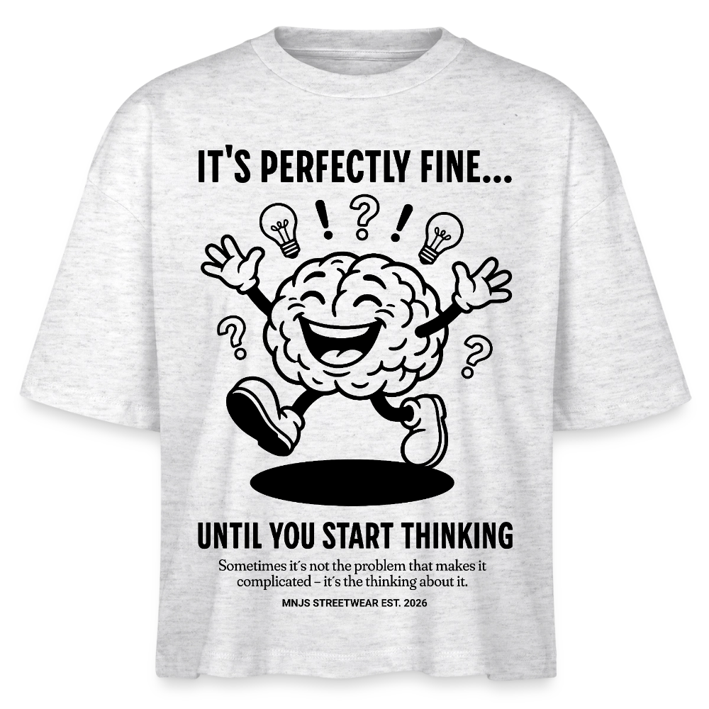 Brain Design – Frauen Boxy Bio-T-Shirt - Weiß meliert