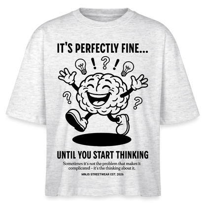 Brain Design – Frauen Boxy Bio-T-Shirt - Weiß meliert