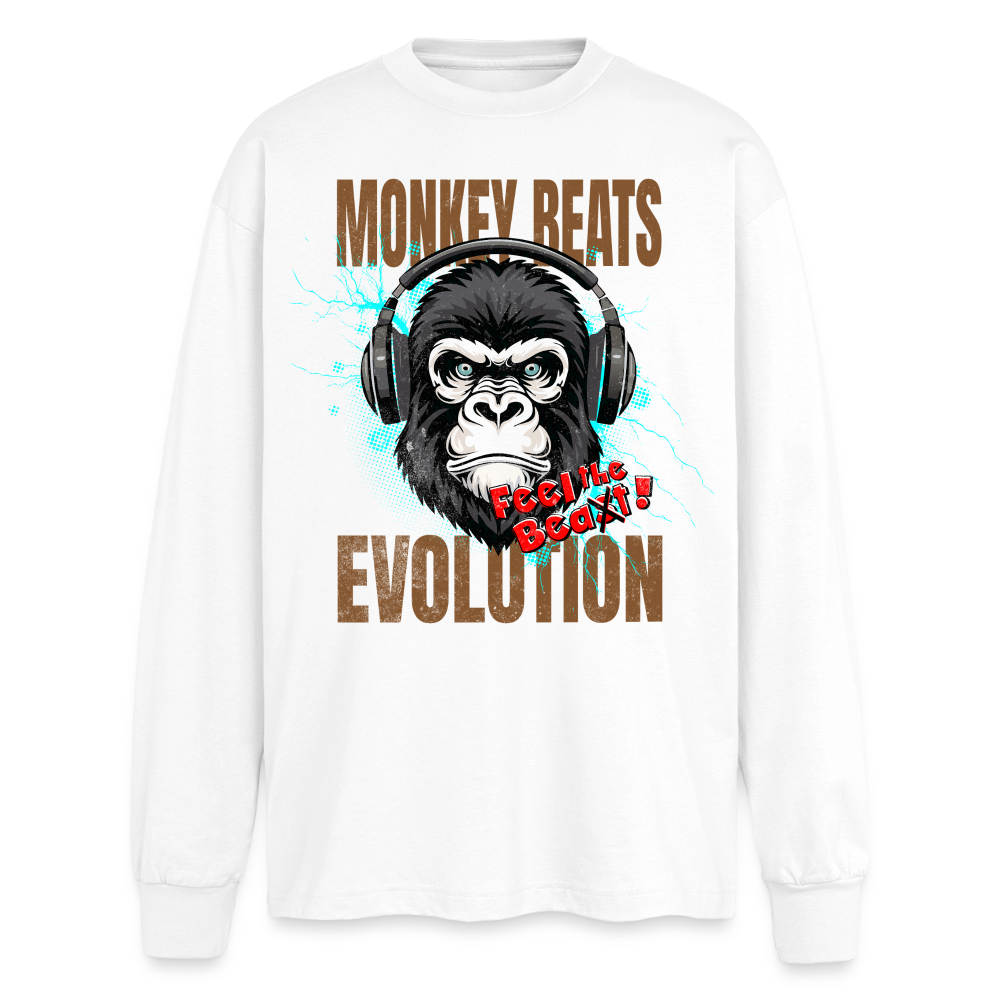Monkey Beats Design – Oversized Langarmshirt - Weiß