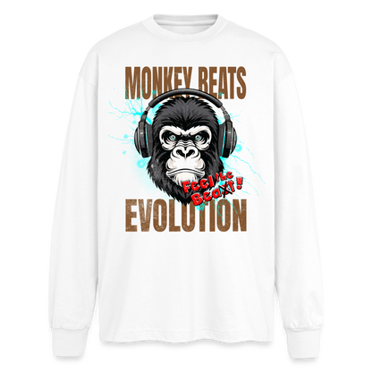 Monkey Beats Design – Oversized Langarmshirt - Weiß