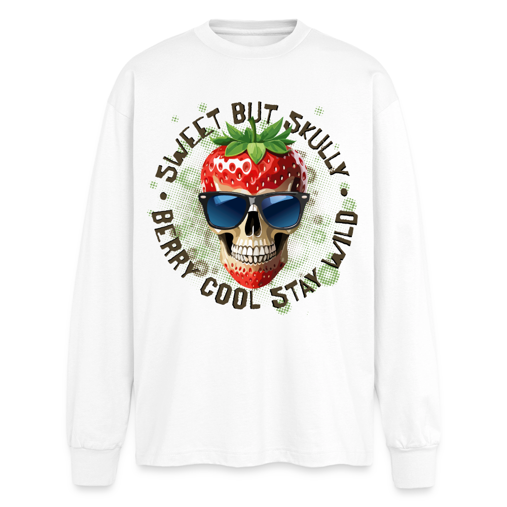 Strawberry Skull Design – Oversized Langarmshirt - Weiß