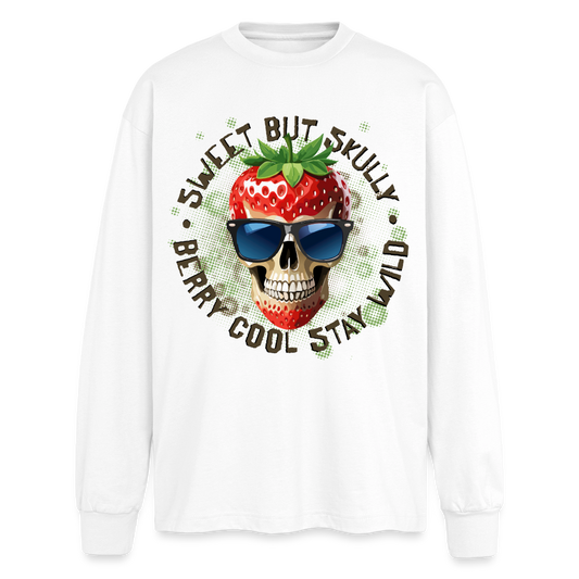 Strawberry Skull Design – Oversized Langarmshirt - Weiß