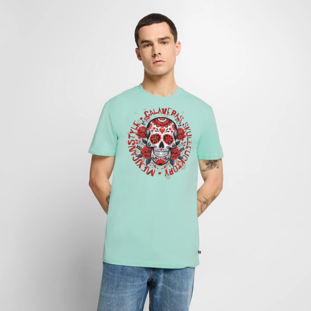 Sugar Skull Rosen Design - Männer Premium T-Shirt - Mint 