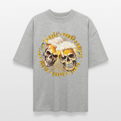 Party Skull Design – Oversized Unisex Bio T-Shirt - Grau meliert