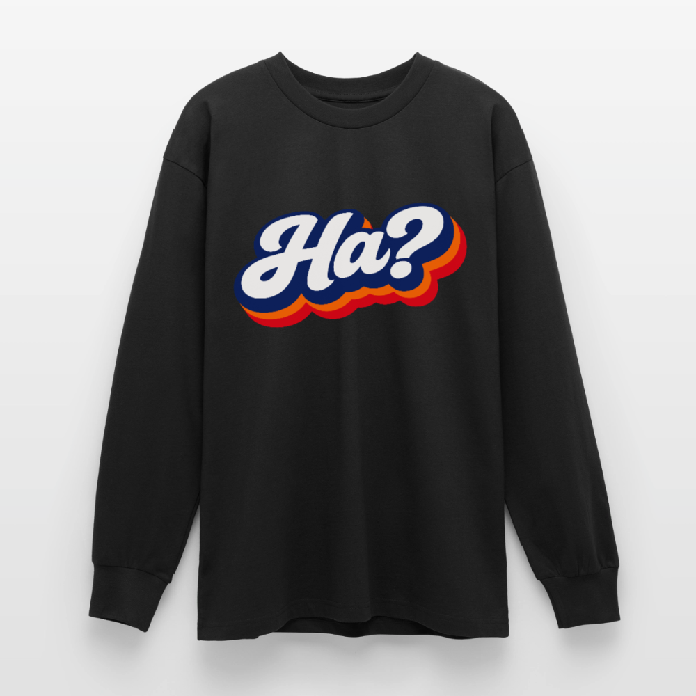 Ha? Design – Oversized Langarmshirt - Schwarz