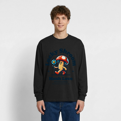 Lucky Shroom Design – Oversized Langarmshirt - Schwarz