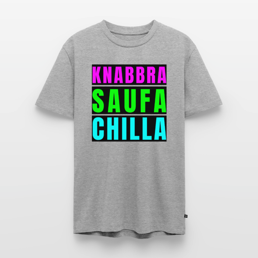 Knabbra Saufa Chilla Design – Männer Premium T-Shirt - Grau meliert