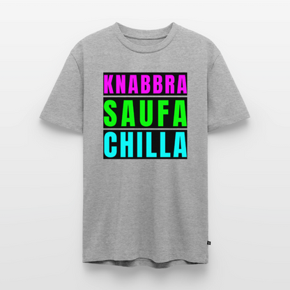 Knabbra Saufa Chilla Design – Männer Premium T-Shirt - Grau meliert
