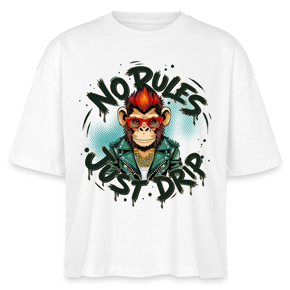 Monkey No Rules Design – Frauen Boxy Bio-T-Shirt - Weiß