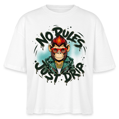 Monkey No Rules Design – Frauen Boxy Bio-T-Shirt - Weiß