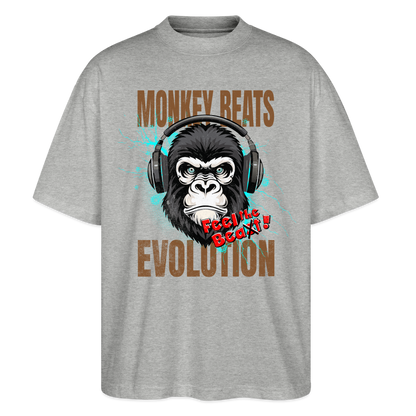 Monkey Beats Design – Oversized Unisex Bio T-Shirt - Grau meliert