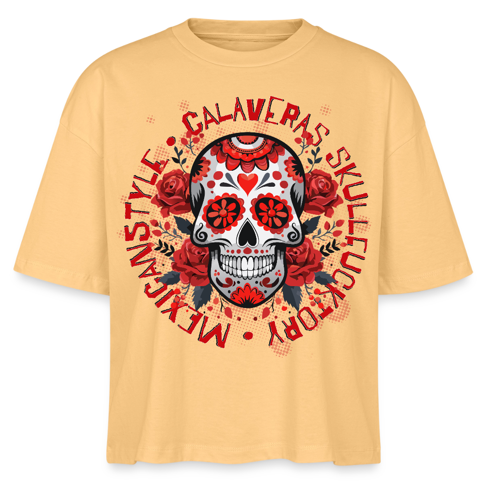 Sugar Skull Rosen Design - Frauen Boxy Bio-T-Shirt - Mispel