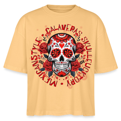 Sugar Skull Rosen Design - Frauen Boxy Bio-T-Shirt - Mispel