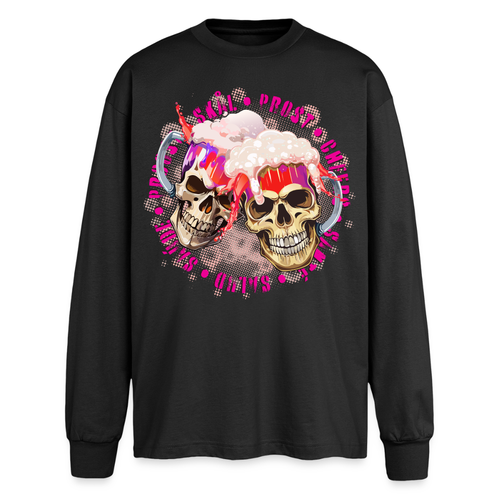 Party Skull Design Pink – Oversized Langarmshirt - Schwarz