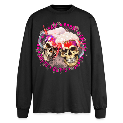 Party Skull Design Pink – Oversized Langarmshirt - Schwarz