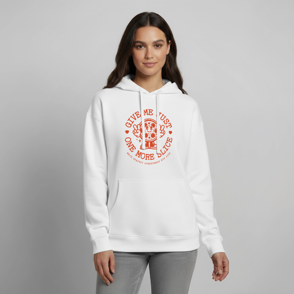 Pizza Design – Oversized Unisex Hoodie - Weiß