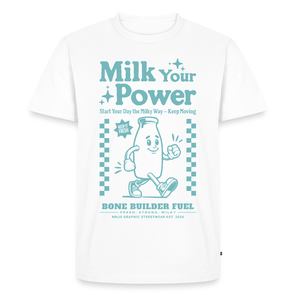 Milk Your Power Design – Männer Premium T-Shirt - Weiß