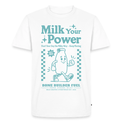 Milk Your Power Design – Männer Premium T-Shirt - Weiß