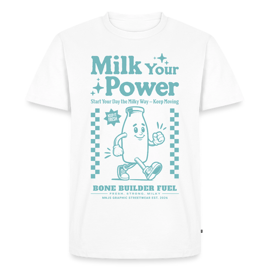 Milk Your Power Design – Männer Premium T-Shirt - Weiß