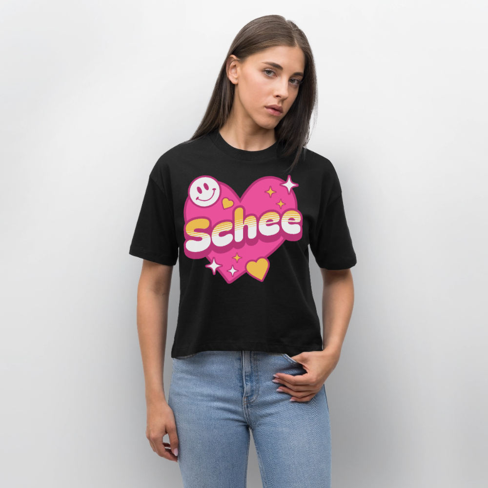 Schnee Design – Frauen Boxy Bio-T-Shirt - Schwarz