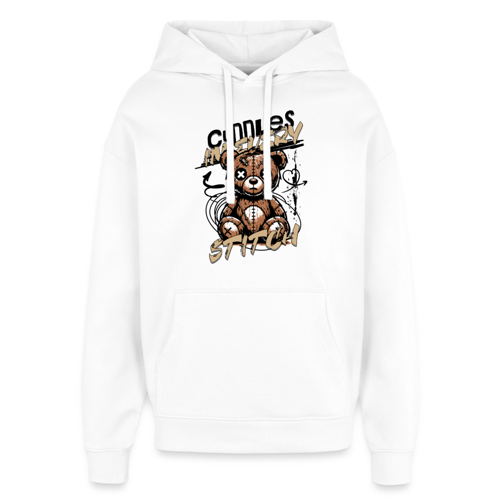 Bear Design – Oversized Unisex Hoodie - Weiß