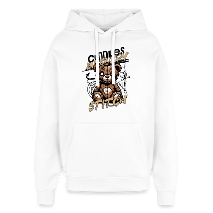Bear Design – Oversized Unisex Hoodie - Weiß