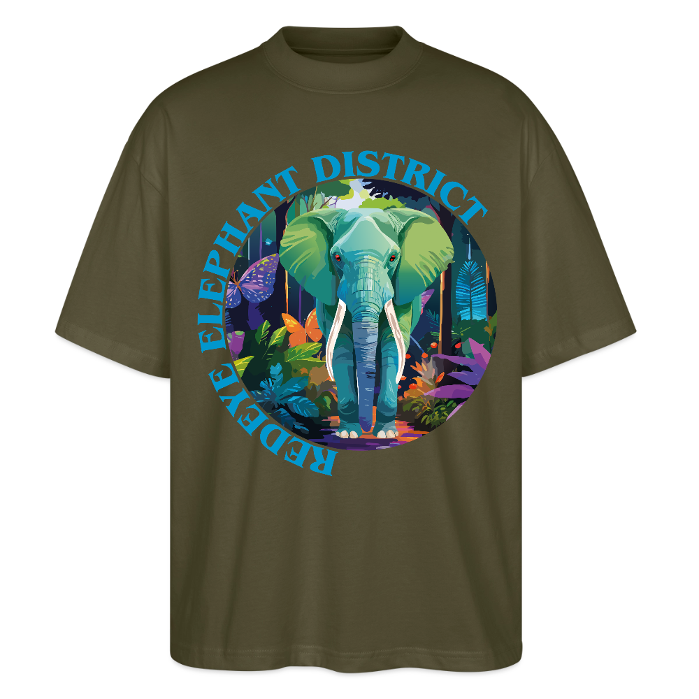 Elephant Design – Oversized Unisex Bio T-Shirt - Khaki