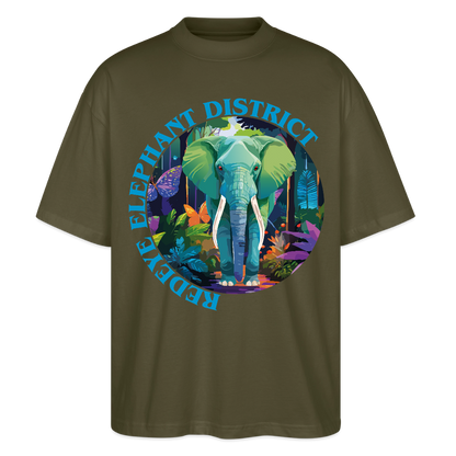 Elephant Design – Oversized Unisex Bio T-Shirt - Khaki