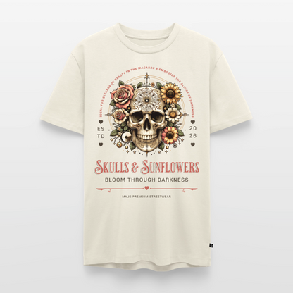 Skull & Sunflowers Design – Männer Premium T-Shirt - Naturweiß