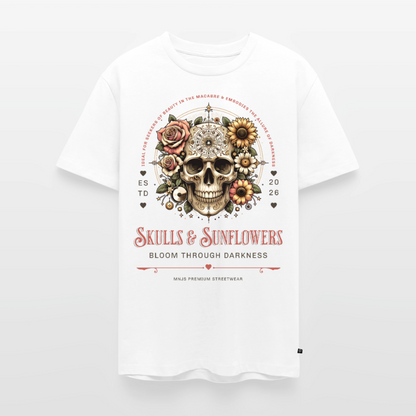 Skull & Sunflowers Design – Männer Premium T-Shirt - Weiß