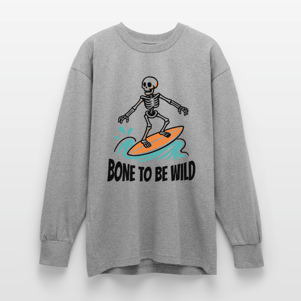 Bone to be Wild – Oversized Langarmshirt - Grau meliert