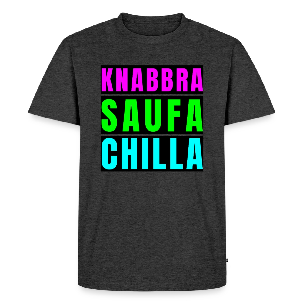 Knabbra Saufa Chilla Design – Männer Premium T-Shirt - Anthrazit meliert