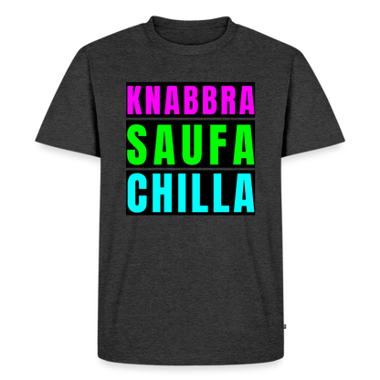 Knabbra Saufa Chilla Design – Männer Premium T-Shirt - Anthrazit meliert