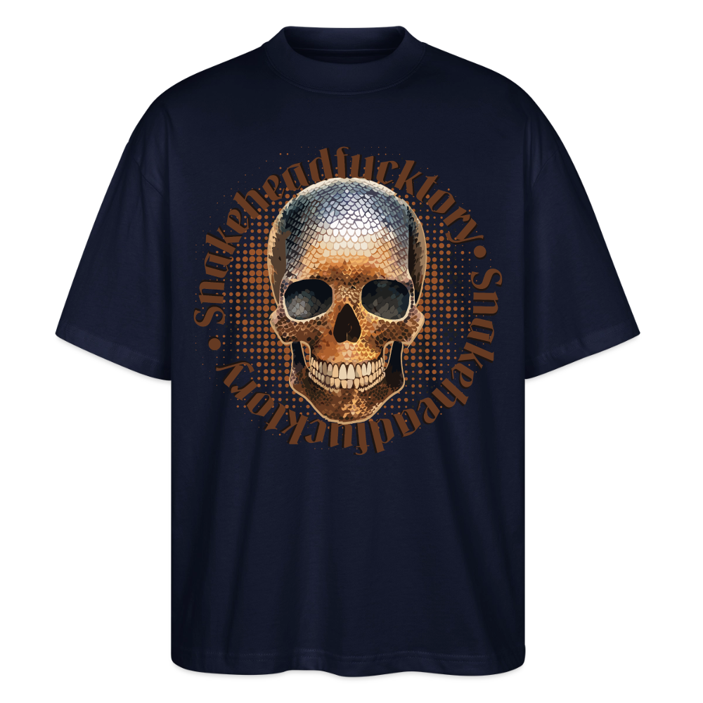 Snake Skull Design – Oversized Unisex Bio T-Shirt - Navy