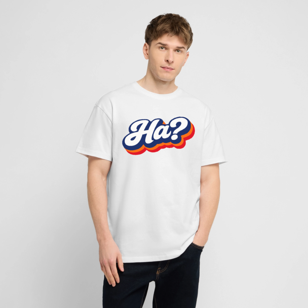 Ha? Design – Oversized Unisex Bio T-Shirt - Weiß