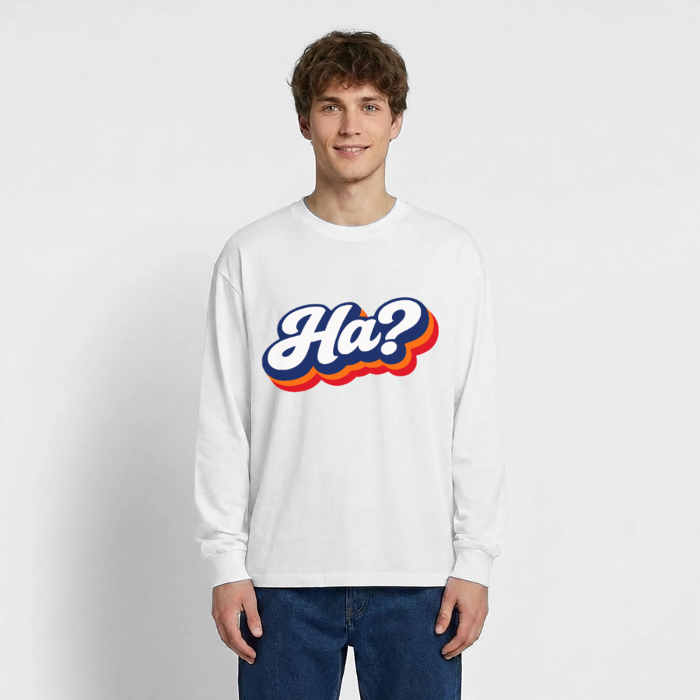 Ha? Design – Oversized Langarmshirt - Weiß