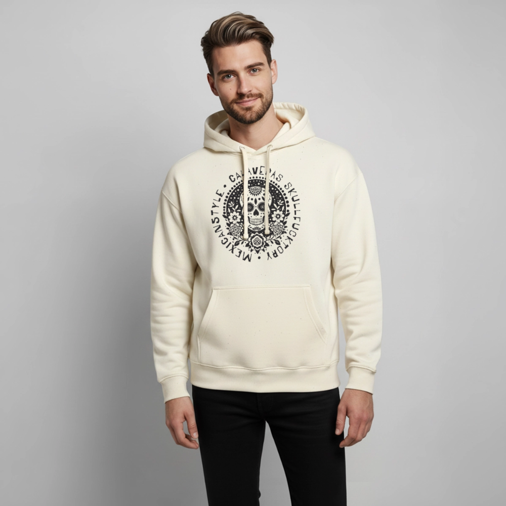 Sugar Skull Black Design - Oversized Unisex Hoodie - Natur