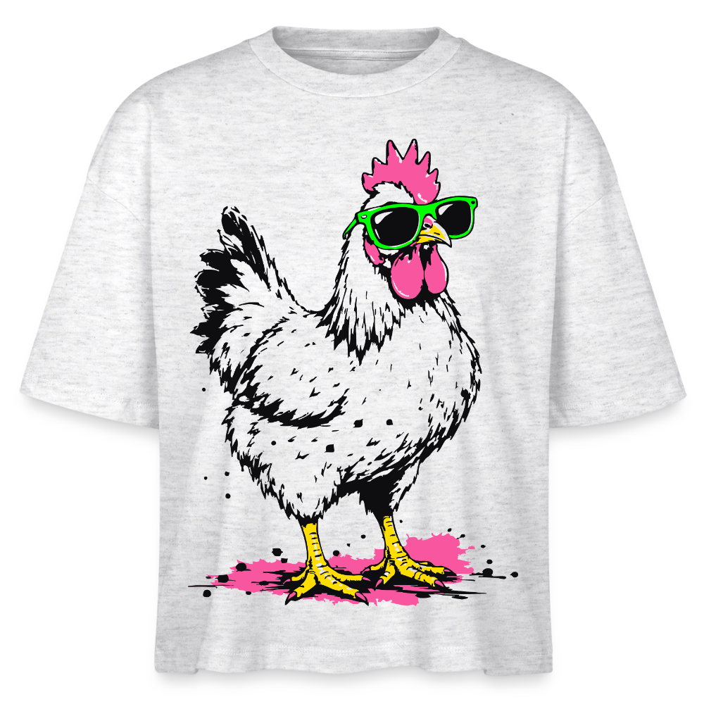Street Chicken Design – Frauen Boxy Bio-T-Shirt - Weiß meliert