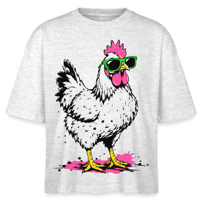 Street Chicken Design – Frauen Boxy Bio-T-Shirt - Weiß meliert