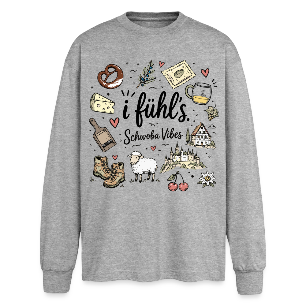 Alb Liebe Design – Oversized Langarmshirt - Grau meliert