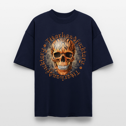 Tiger Skull Design – Oversized Unisex Bio T-Shirt - Navy