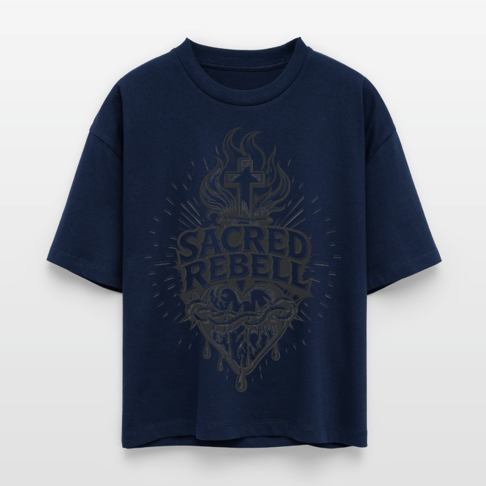 Sacred Rebell Design – Frauen Boxy Bio-T-Shirt - Navy