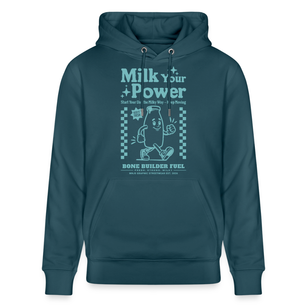 Milk Your Power Design – Unisex Bio-Hoodie - Dunkles Petrol