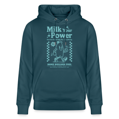 Milk Your Power Design – Unisex Bio-Hoodie - Dunkles Petrol