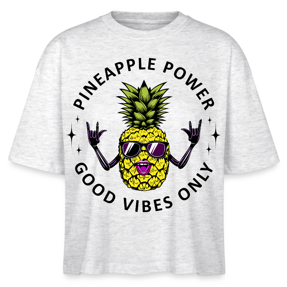 Pineapple Power Design – Frauen Boxy Bio-T-Shirt - Weiß meliert