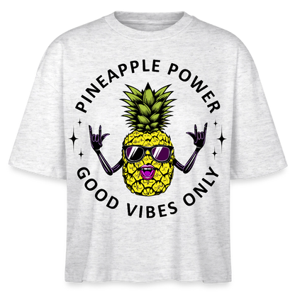 Pineapple Power Design – Frauen Boxy Bio-T-Shirt - Weiß meliert