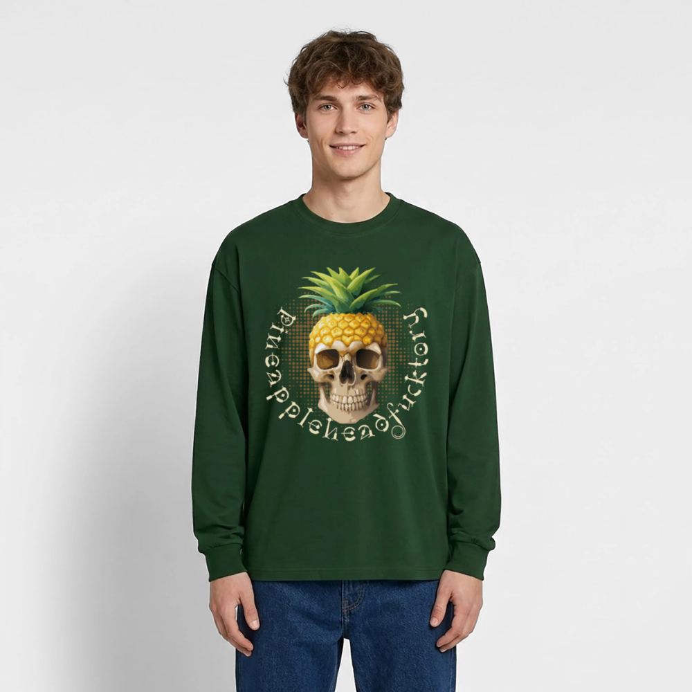 Pineapple Skull Design - Oversized Langarmshirt - Flaschengrün