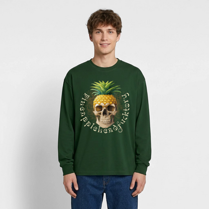 Pineapple Skull Design - Oversized Langarmshirt - Flaschengrün