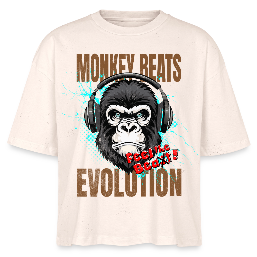 Monkey Beats Design – Frauen Boxy Bio-T-Shirt - Natur