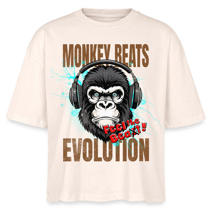 Monkey Beats Design – Frauen Boxy Bio-T-Shirt - Natur